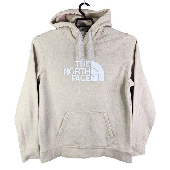 Mens Biege The North Face Hoodie Sweatshirt Pullover Fleece Long Sleeve Size L - Picture 1 of 12